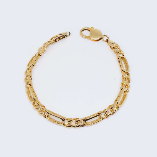 14K Solid Fancy Figaro Bracelet 8 1/2¨ 7 mm