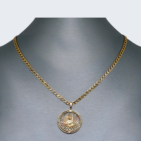 10K Gold Round Saint Barbara Necklace Set