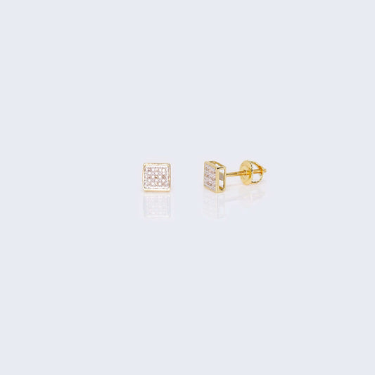 14K Gold Square Design 0.06 CTW Diamond Earrings