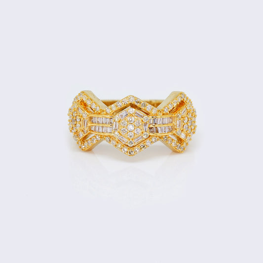 14K 1.2ct Diamond Cluster Hexagon Ring