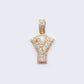 14K Cubic Zirconia "Y" Initial Gold 3D Look Charm