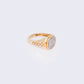 14K Double Circle Pave Cubic Zirconia Ring