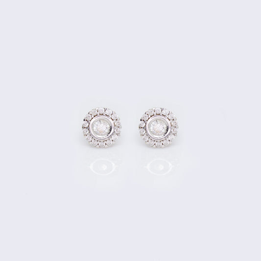 18K White Gold Cubic Zirconia Round-cut Stud Earrings