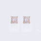 10K Yellow Gold Square Cushion Diamond Studs Earrings