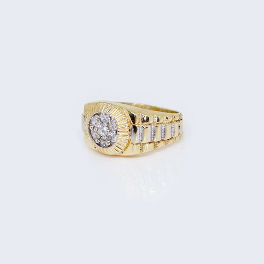 14K Gold Round Design with Cubic Zirconia Ring