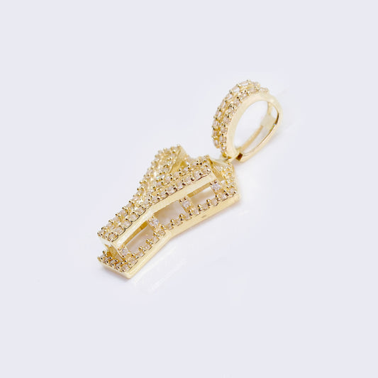 14K Cubic Zirconia "Y" Initial Gold 3D Look Charm