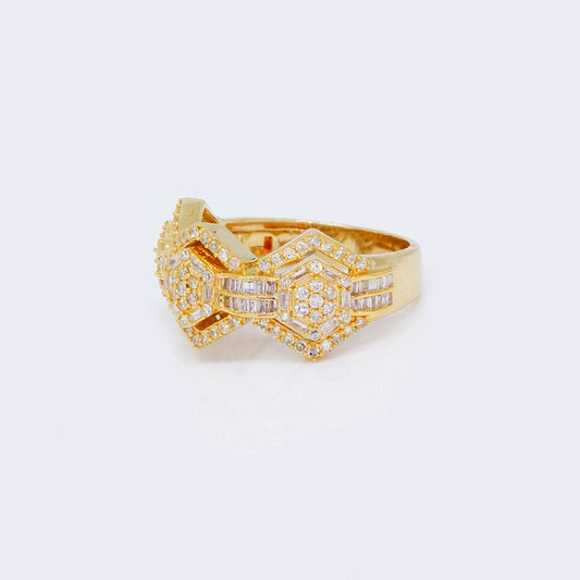 14K 1.2ct Diamond Cluster Hexagon Ring