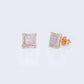 10K Yellow Gold Square Cushion Diamond Studs Earrings