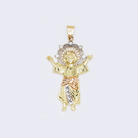 14K Divino Nino Baby Jesus Pendant with Cubic Zirconia