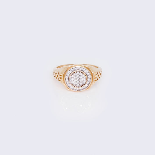 14K Double Circle Pave Cubic Zirconia Ring