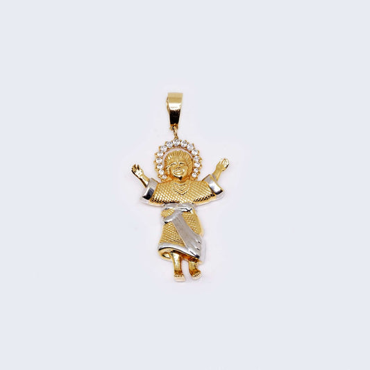 14K Two Tones Gold Baby Jesus Cubic Zirconia Charm Pendant