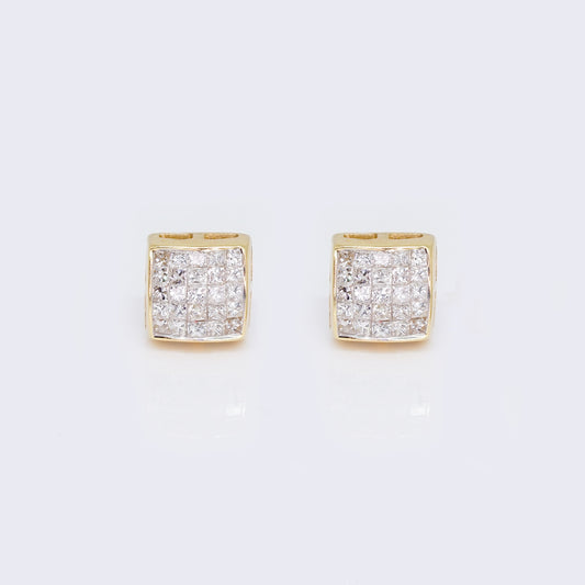 14K Princess Cut 0.48ct Diamond Square Stud Earrings