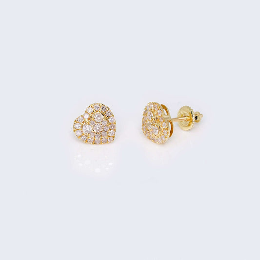 14K Gold Heart Design 0.44 CTW Diamond Earrings