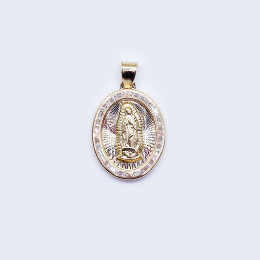 14K Virgen de Guadalupe Cubic Zirconia Pendant Charm