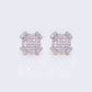 10K Catercorner Square Micro 0.6ct Diamond Pave Iced Earrings