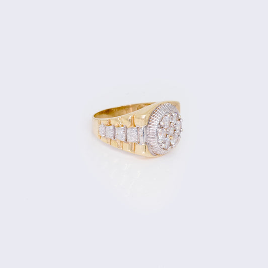 10K Two-Tone Gold Gent's Cubic Zirconia Presidential Ring