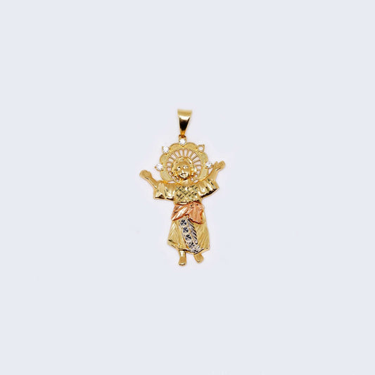 14K Three Tones Gold Baby Jesus Cubic Zirconia Charm Pendant