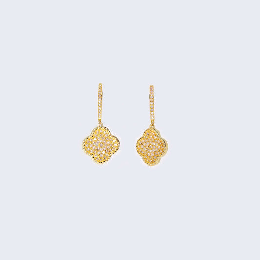 14K Gold Clover Design 0.53 CTW Diamond Earrings