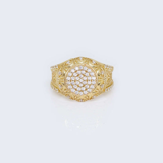 14K Gold Vintage Round Ring Cubic Zirconia