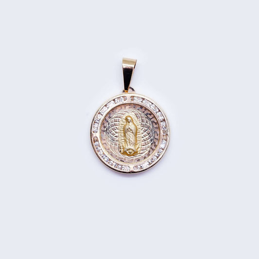 14K Virgen de Guadalupe Cubic Zirconia Pendant Charm