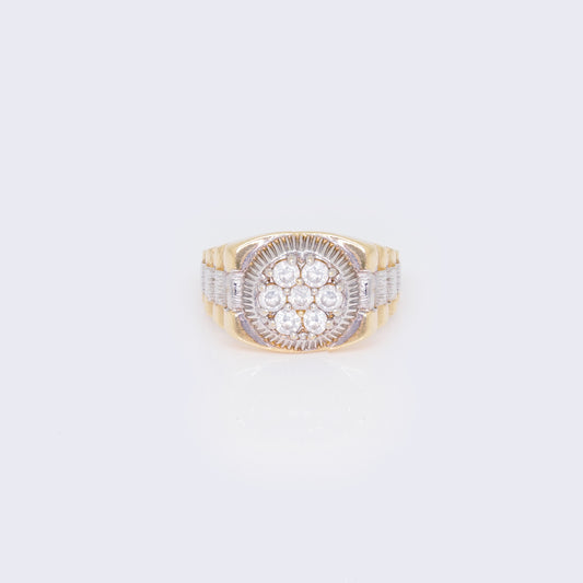 10K Two-Tone Gold Gent's Cubic Zirconia Presidential Ring