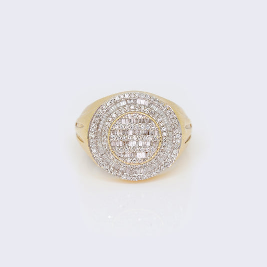 14K Baguette 0.97ct Diamonds Big Dome Men's Pinky Ring