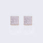 10K 0.22ct Diamond Dome Block Square Stud Earrings