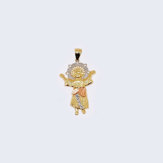 14K Three Tones Gold Baby Jesus Cubic Zirconia Charm Pendant