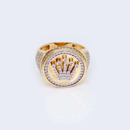 14K Gold Crown Ring with Zirconia Stones