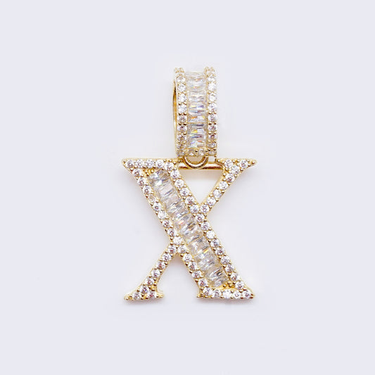 14K Cubic Zirconia "X" Initial Gold Charm