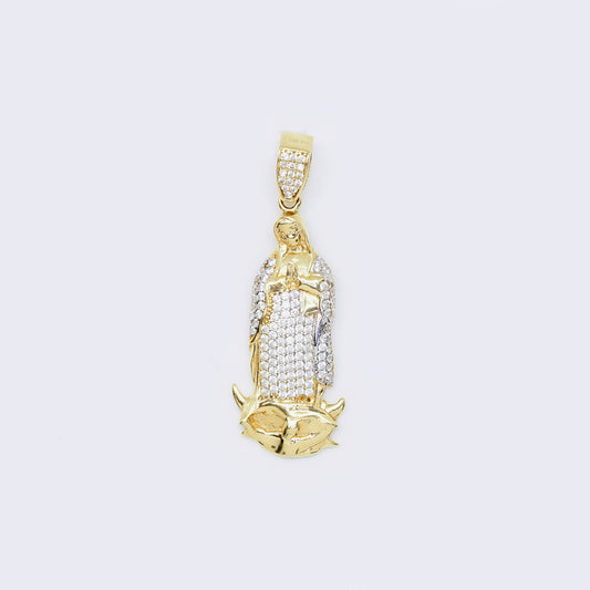 14K  Our Lady Of Guadalupe, Virgen De Guadalupe Shape with Cubic Zirconia