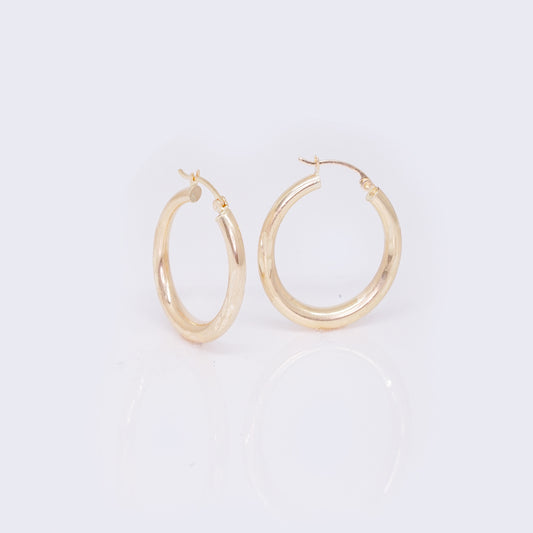 14K NEW HOOP Classic Plain Hoops 15mm/20mm/25mm