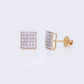 10K 0.22ct Diamond Dome Block Square Stud Earrings