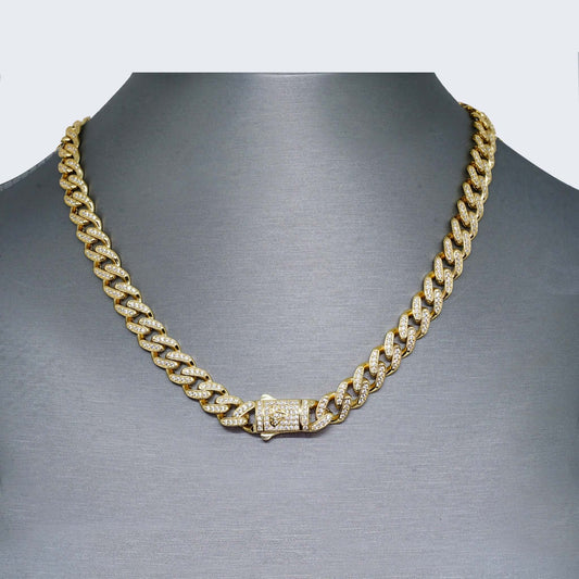 14K MONACO CHAIN WITH Cubic Zirconia LOCK