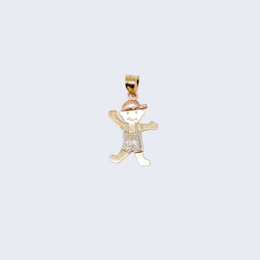 14K Gold Colorful Little Boy with Cap Pendant Charm