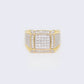 14K Men's Round Pave-set 1.58ct Diamond Square Cluster Ring