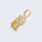 14K "R" Cubic Zirconia Initial Gold 3D Look Charm