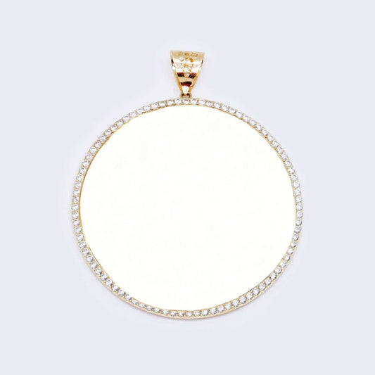 14K Gold Round Design with Cubic Zirconia Stones Picture Charm