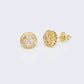 14K Round Halo Crown 0.65ct Diamond Stud Earrings