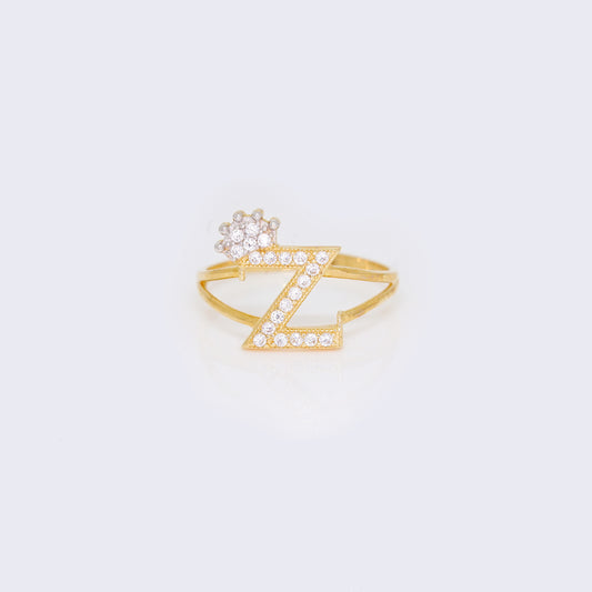 14K Ladies' Crown Initial Letter Ring "Z"