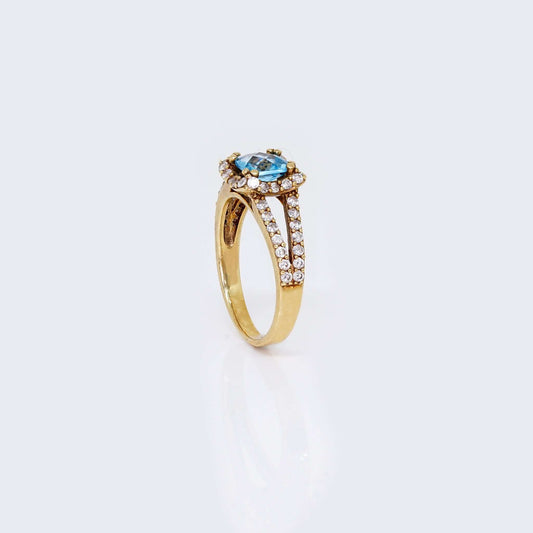 10K Gold Baby Blue Zirconia Ring