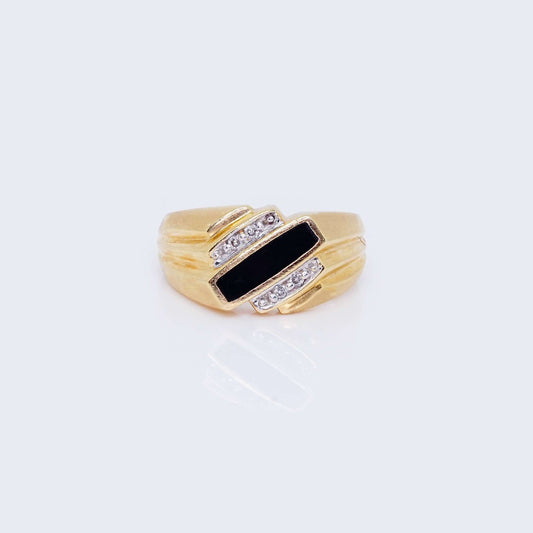 14K ONIX RECTANGLE W/ DIAMONDS