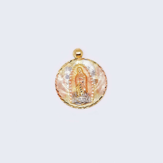 14K Three Tone Gold Virgen de Guadalupe Charm Pendant