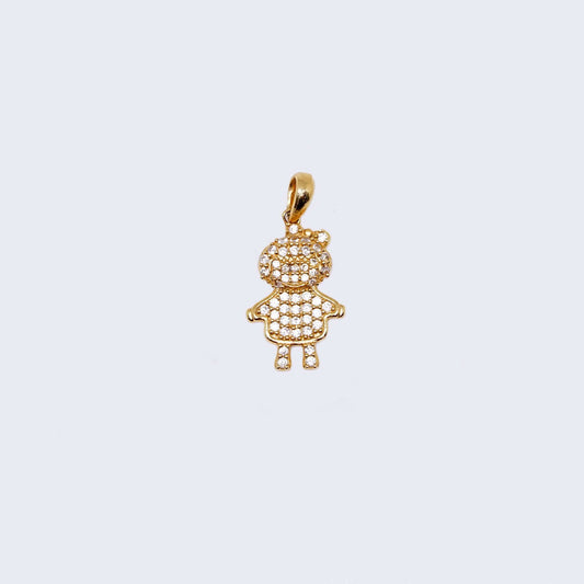 14K Gold Little girl with Cubic Zirconia Stones Pendant Charm