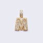 14K Cubic Zirconia "M" Initial Gold 3D Look Charm