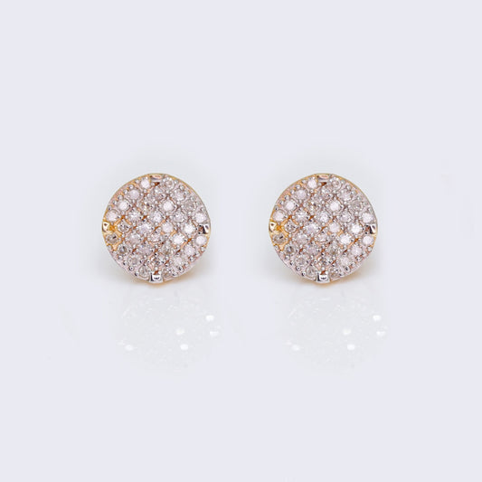 14K Round Micro Pave 0.3ct Diamond Stud Earrings