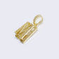 14K "M" Cubic Zirconia Initial Gold 3D Look Charm