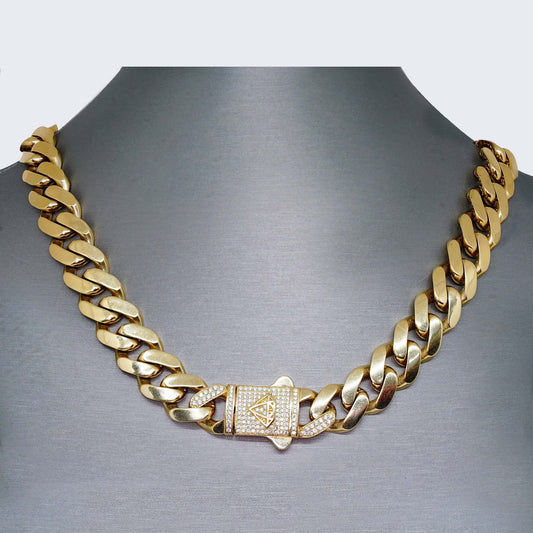 14K MONACO CHAIN WITH Cubic Zirconia ON LOCK