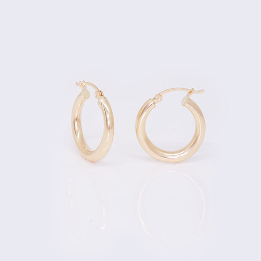 14K Classic Plain Hoops 15mm/20mm 3mm Thickness