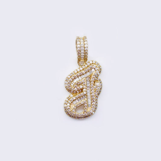 14K Cubic Zirconia "J" Initial Gold 3D Look Charm